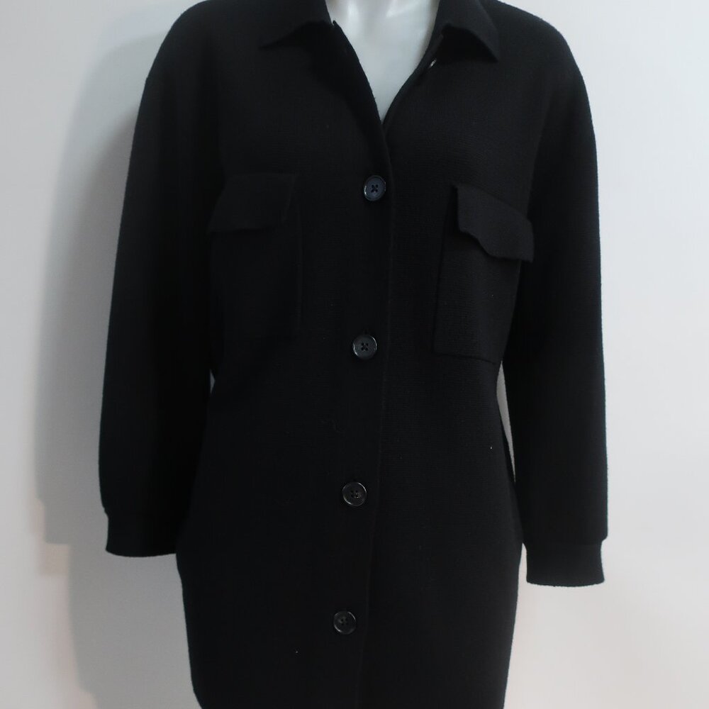 Womens REPEAT 100% Wool Black Cardigan Sweater 40/M